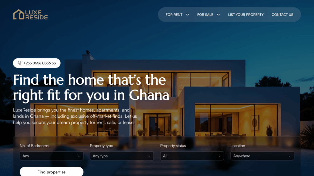LuxeReside – Premium real estate platform for luxury homes and high-end property listings