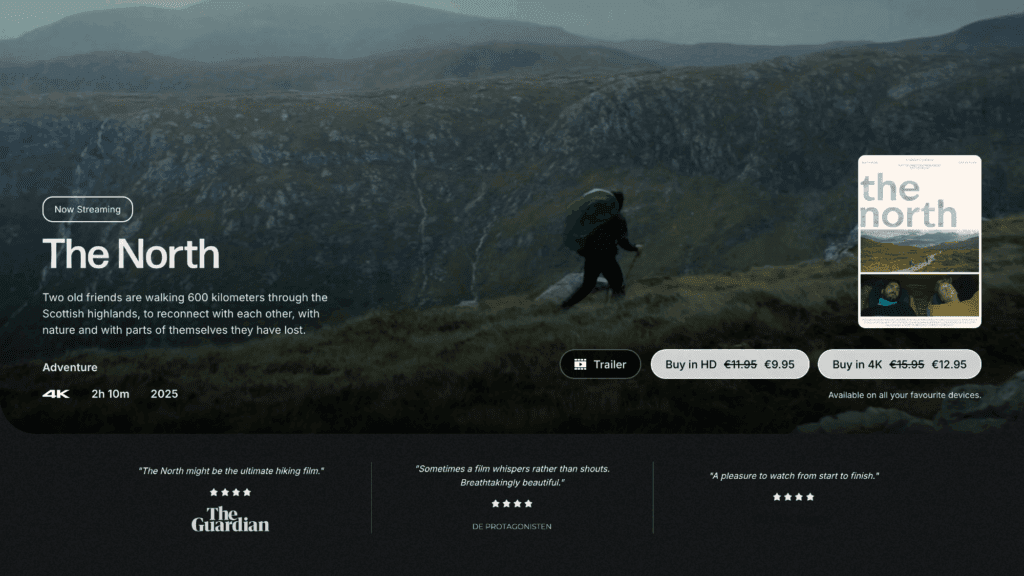 Screenshot of the Tuesday Film hero featuring dark modern layout